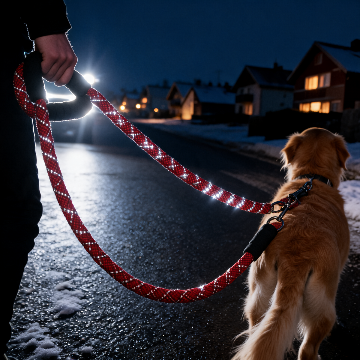 Reflekskobbel 1,5 m som lyser opp i billys